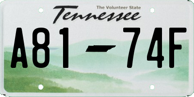 TN license plate A8174F