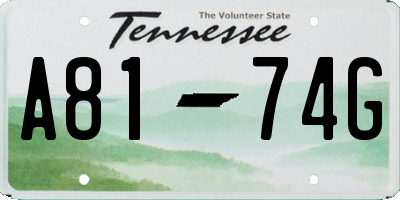 TN license plate A8174G