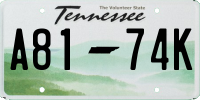 TN license plate A8174K