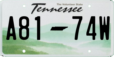 TN license plate A8174W