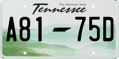 TN license plate A8175D