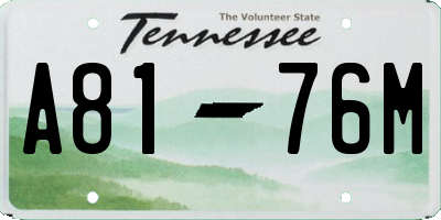 TN license plate A8176M