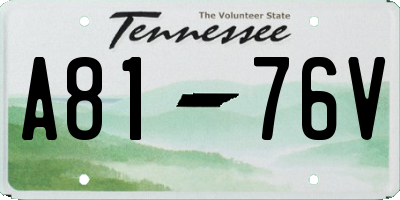 TN license plate A8176V