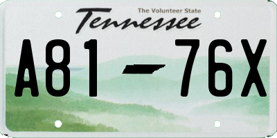 TN license plate A8176X
