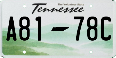 TN license plate A8178C