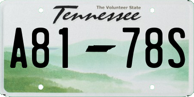 TN license plate A8178S
