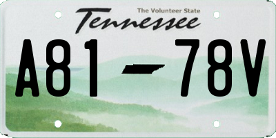 TN license plate A8178V