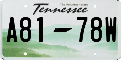 TN license plate A8178W