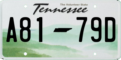 TN license plate A8179D
