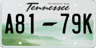 TN license plate A8179K