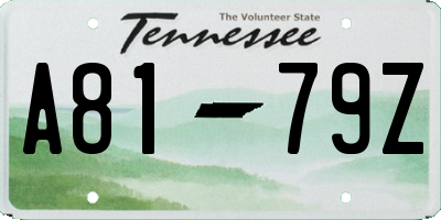TN license plate A8179Z