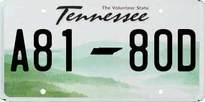 TN license plate A8180D