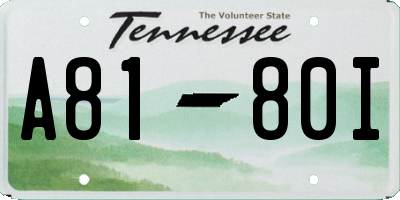 TN license plate A8180I