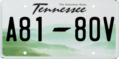 TN license plate A8180V