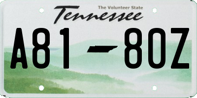 TN license plate A8180Z