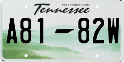TN license plate A8182W