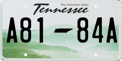 TN license plate A8184A