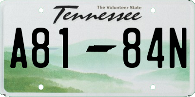 TN license plate A8184N