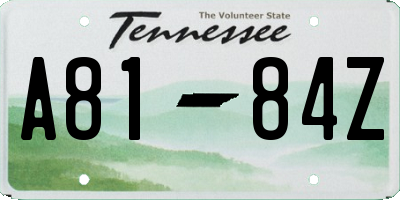 TN license plate A8184Z