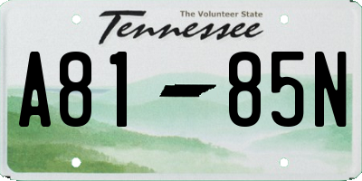 TN license plate A8185N