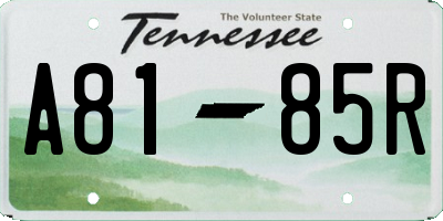 TN license plate A8185R