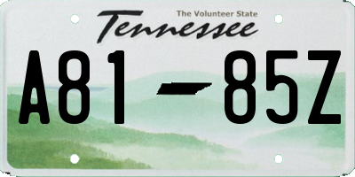 TN license plate A8185Z
