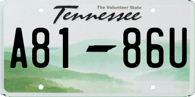 TN license plate A8186U