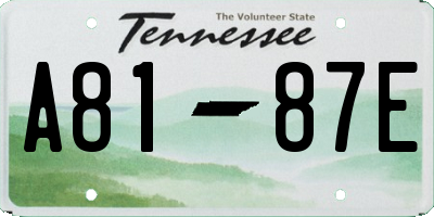 TN license plate A8187E