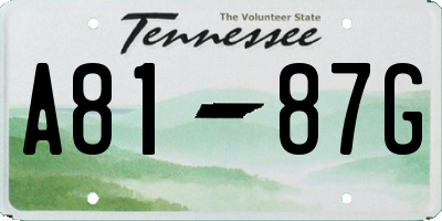 TN license plate A8187G