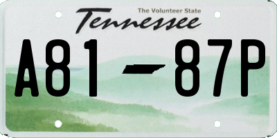 TN license plate A8187P