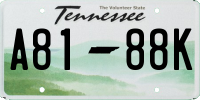 TN license plate A8188K