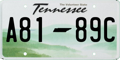 TN license plate A8189C