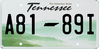 TN license plate A8189I