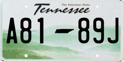 TN license plate A8189J