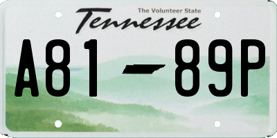 TN license plate A8189P