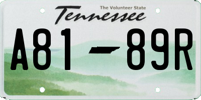 TN license plate A8189R
