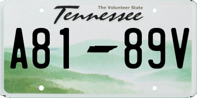 TN license plate A8189V