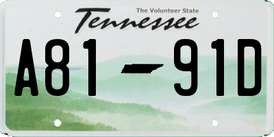 TN license plate A8191D