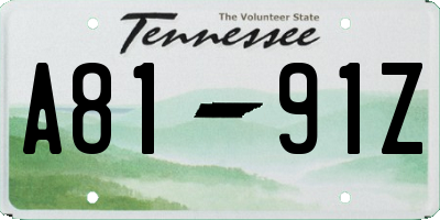 TN license plate A8191Z