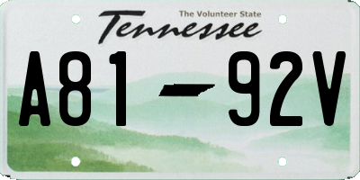 TN license plate A8192V