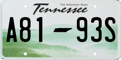 TN license plate A8193S
