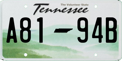 TN license plate A8194B