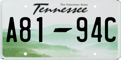 TN license plate A8194C