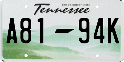 TN license plate A8194K