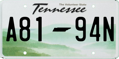 TN license plate A8194N