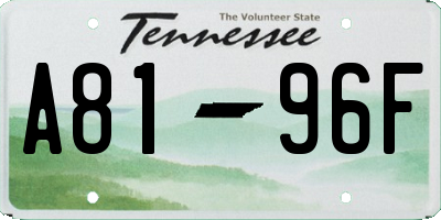 TN license plate A8196F