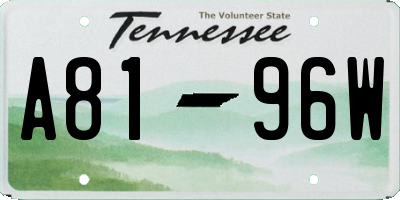 TN license plate A8196W