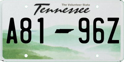 TN license plate A8196Z