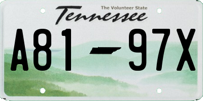 TN license plate A8197X