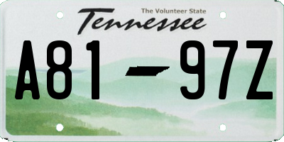 TN license plate A8197Z